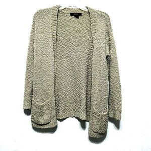 Forever 21 Cardigan Sweater Tan Brown 3/4 Sleeve Knit Open Front Womens sz Small